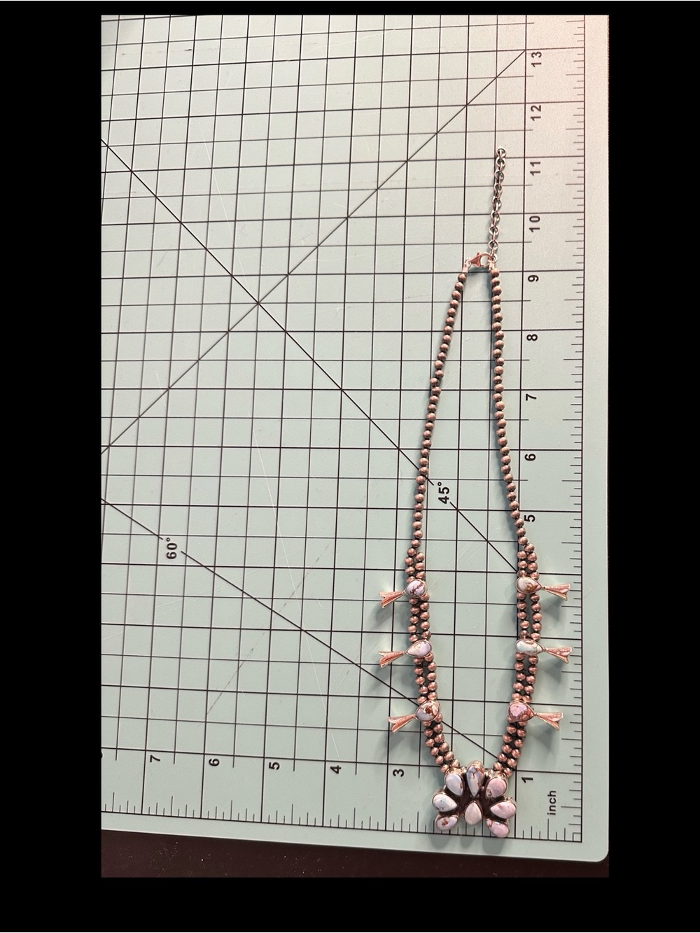 Golden Hills Squash Blossom Sterling Silver Necklace - Picture 7 of 9